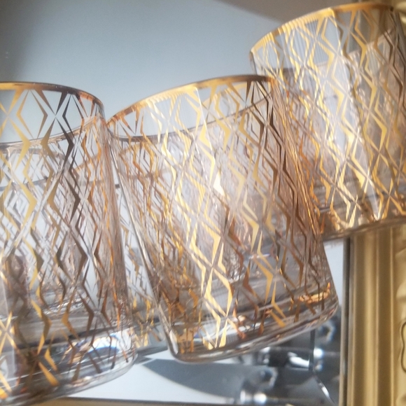 ❗Mid Century Modern Gold Chrome Atomic Lowball Glassware Set of 4❗ - Picture 5 of 6